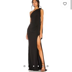 Katie May long black slit dress in size small.